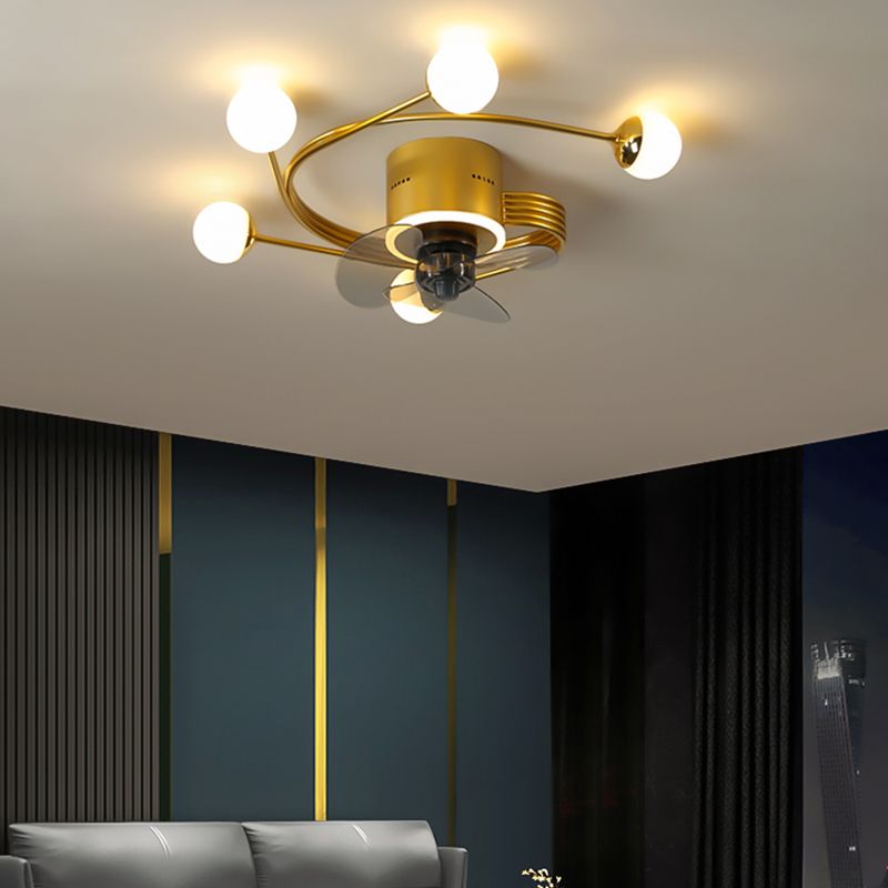 Nordic Style Ceiling Fan Lamp Acrylic Shade LED Ceiling Fan Light for Bedroom