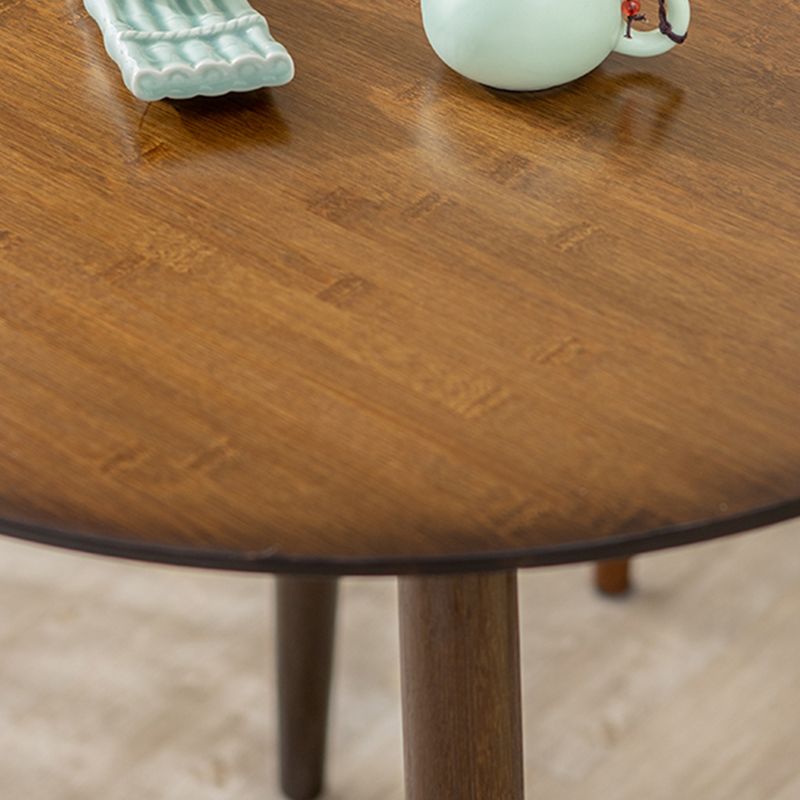 Scandinavian Brown/Natural Wood Top End Table 4 Legs Round Side Table