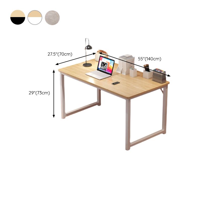 Contemporary Rectangular Computer Desk H-Shape Office Desk with Metal Legs