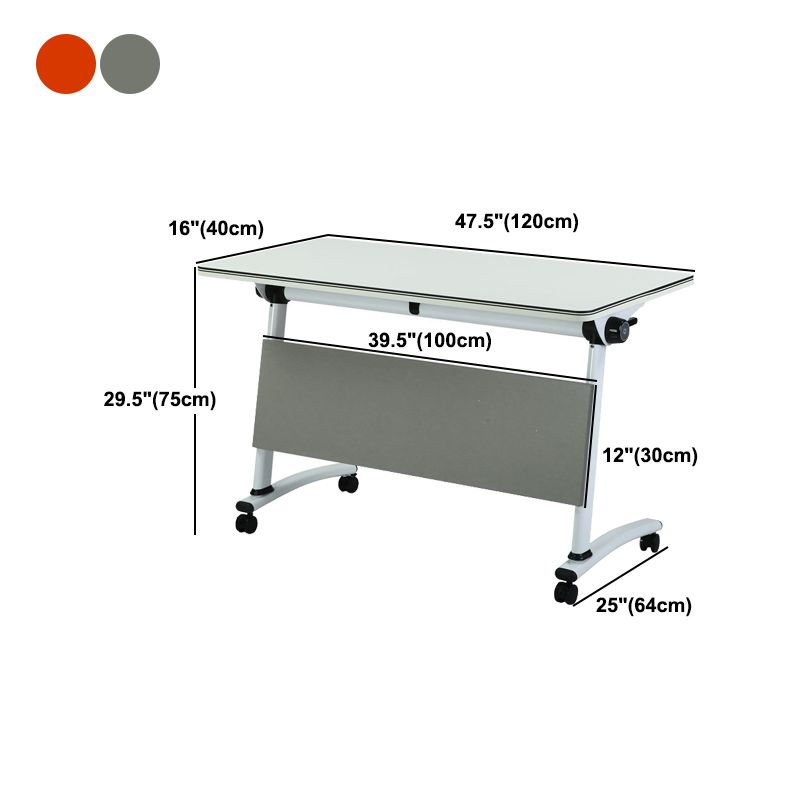 Wooden Contemporary Office Desk Rectangular Writing Desk with Caster Wheels