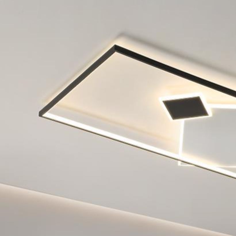 Interior LED Square Flush Mount Light Contemporary Metal Ceiling Flush in Black