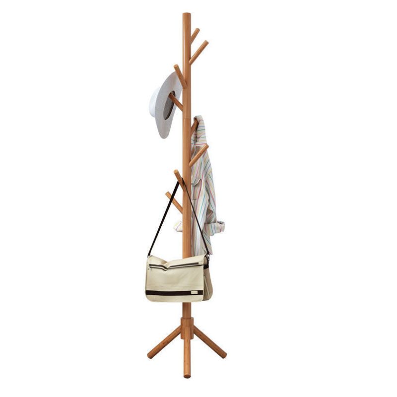 Free Standing Hall Tree Wood Nordic Style Coat Hanger with 8 Hooks