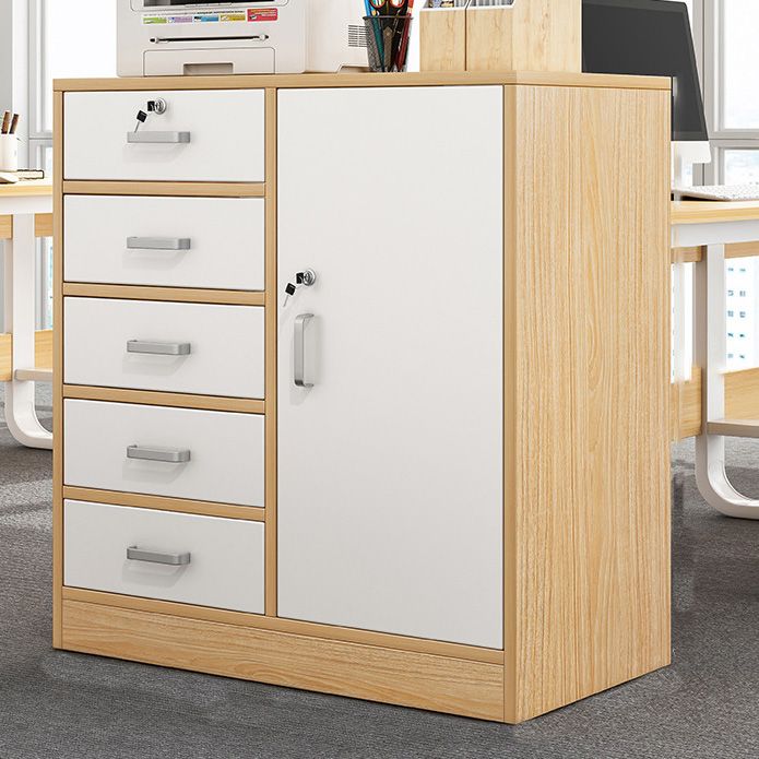 Nordic Style Filing Cabinet Color Block Drawers Wood File Cabinet for Home Office