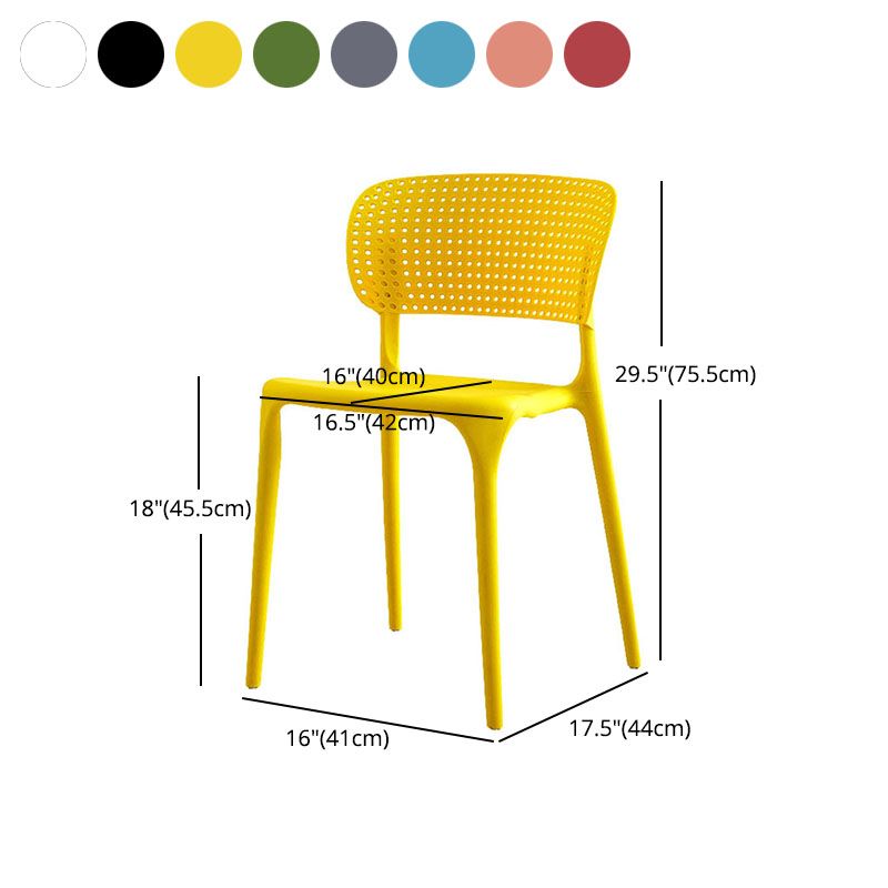 Contemporary Style Stackable Chair Dining Open Back Armless Chairs with Plastic Legs