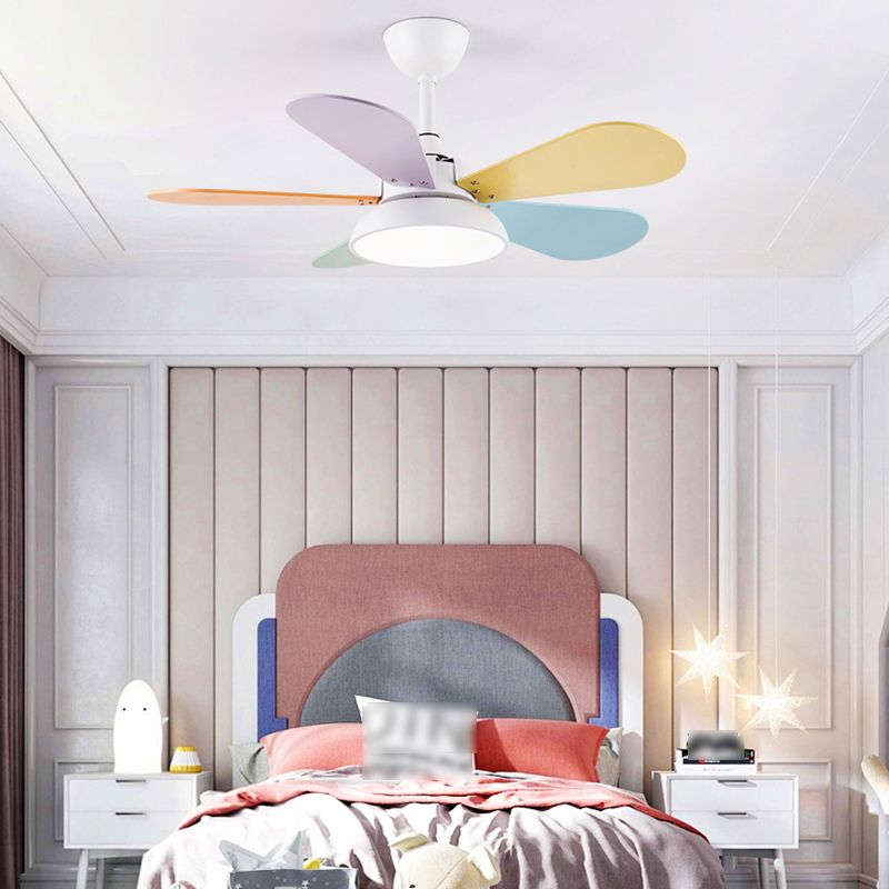 Ceiling Fan Lamp Kids Style Bedroom LED Ceiling Mounted Light