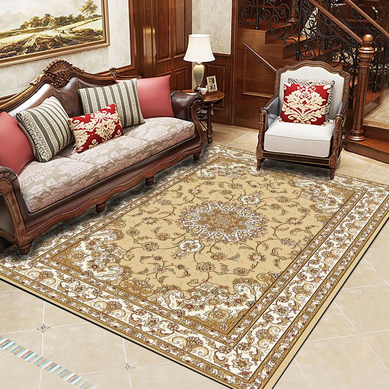 Chinese Living Room Rug Multi Colored Geometric Printed Area Rug Polyster Non-Slip Pet Friendly Indoor Rug