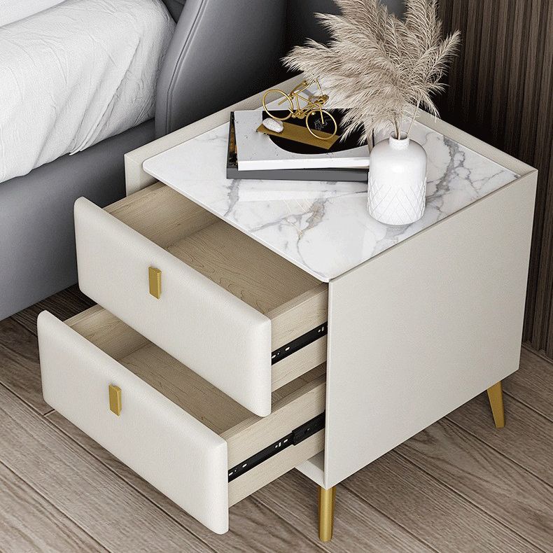 Modern Accent Table Nightstand Solid Wood Bed Nightstand with 2 Drawers