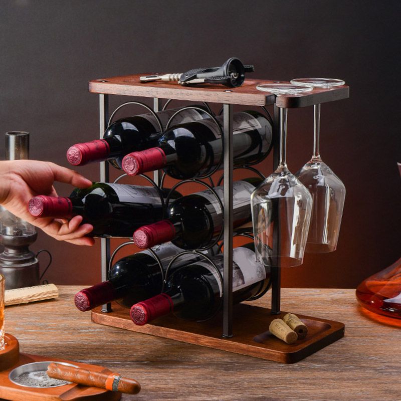 Modern Simple Tabletop Wine Rack Wooden Base Wine Bottle Rack for Bedroom