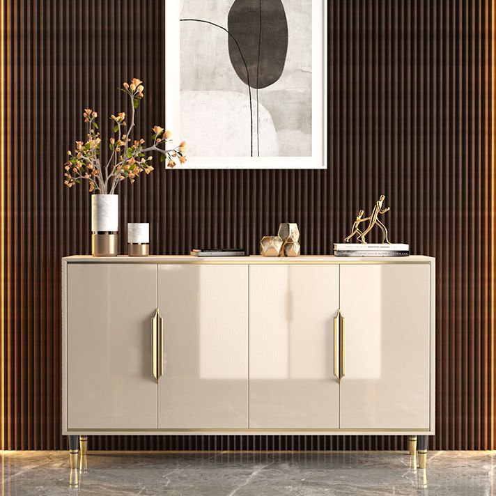 Glam Style Sideboard Beige Side Board with Door for Living Room