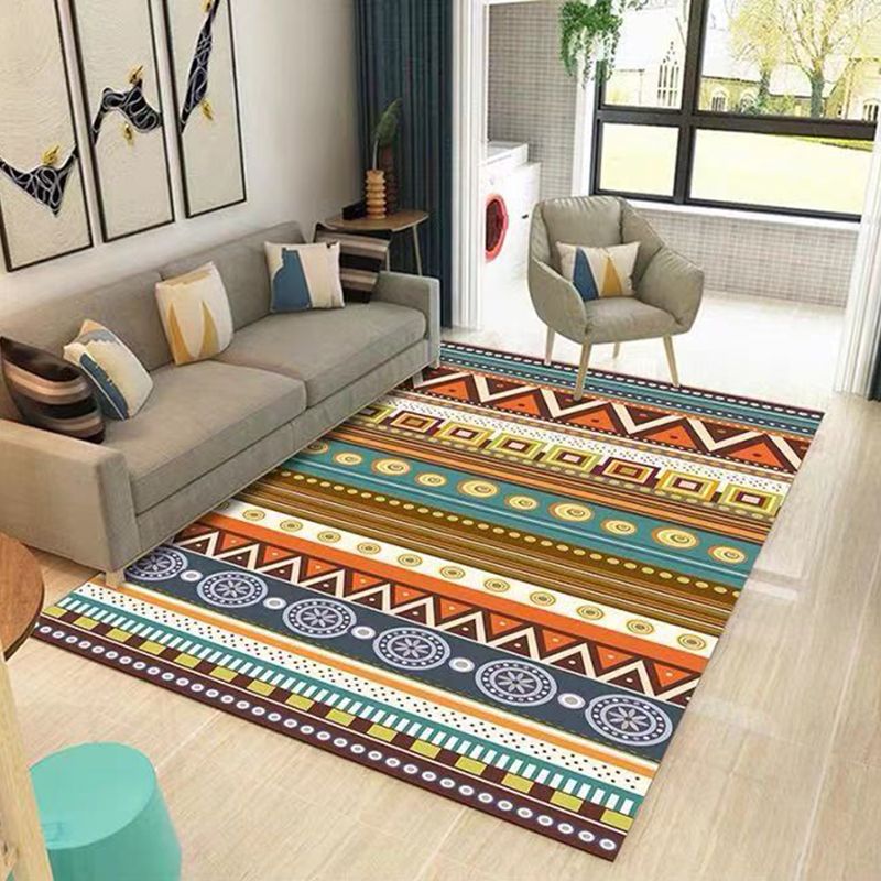 Simple Color Bohemian Rug Polyester Southwestern Print Area Rug Non-Slip Backing Carpet for Living Room