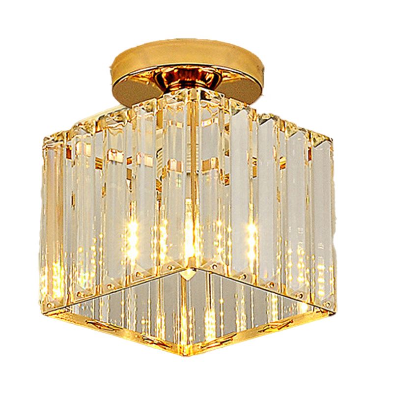 Contemporary Ceiling Lamp Crystal Shade Flush Mount Light Fixture