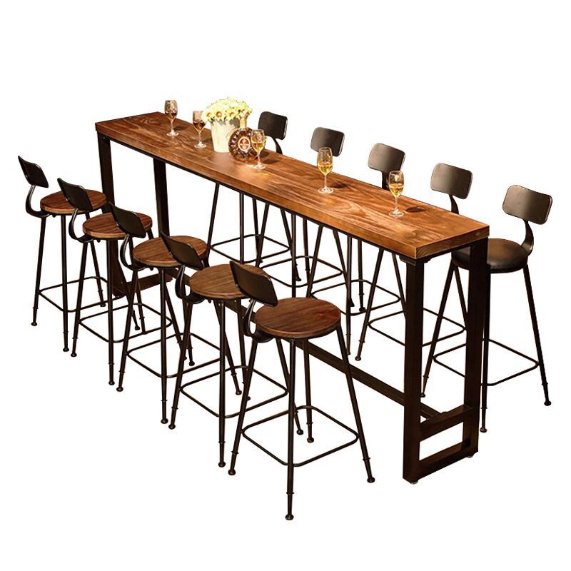 Industrial Natural Bistro Bar Desk Indoor Footrest Trestle Bistro Bar Table