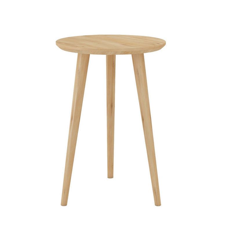 Solid Wood Nordic 3 Legs Side Table Natural/White Round End Table