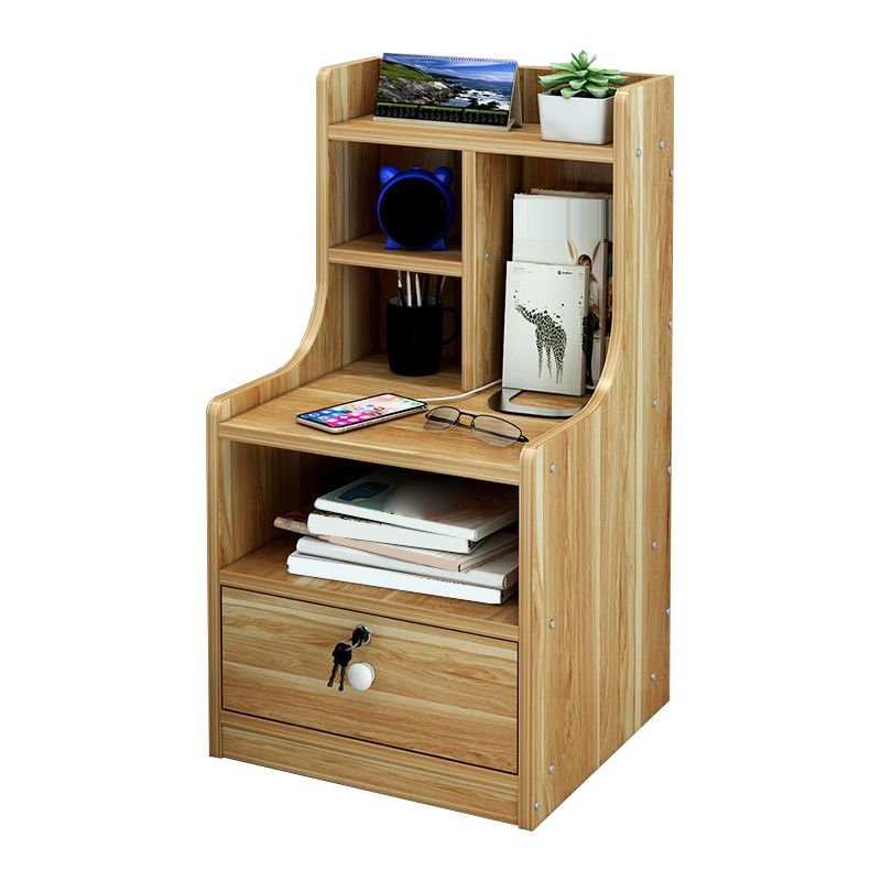 Wooden Night Table Modern Style Minimalist Bedside Table with Drawers