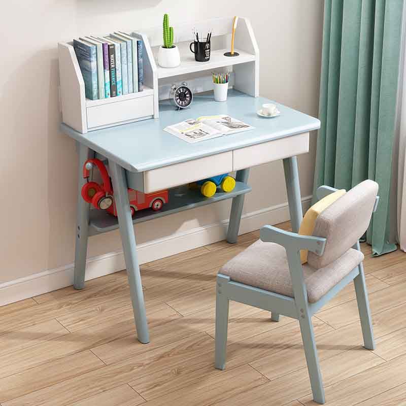 Writing Desk with Hutch Bedroom Kids Desk and Chair with 2 Drawers