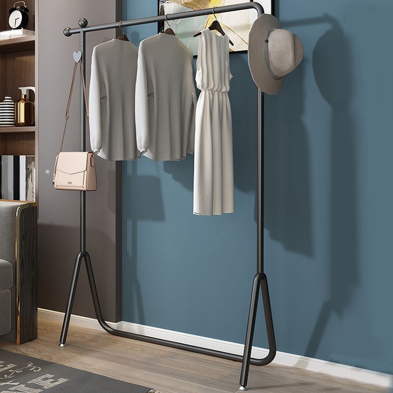 Contemporary Entry Coat Rack Metal Frame Hanging Rail and Hook Coat Hanger