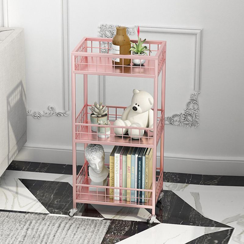 Open Back Metal Bookshelf Nordic Storage Bookcase with Casters