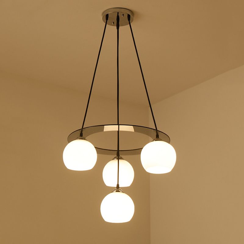 4 Lights Ball Pendant Lighting Modern simplicity White Glass Pendant Ceiling Lights for Restaurant