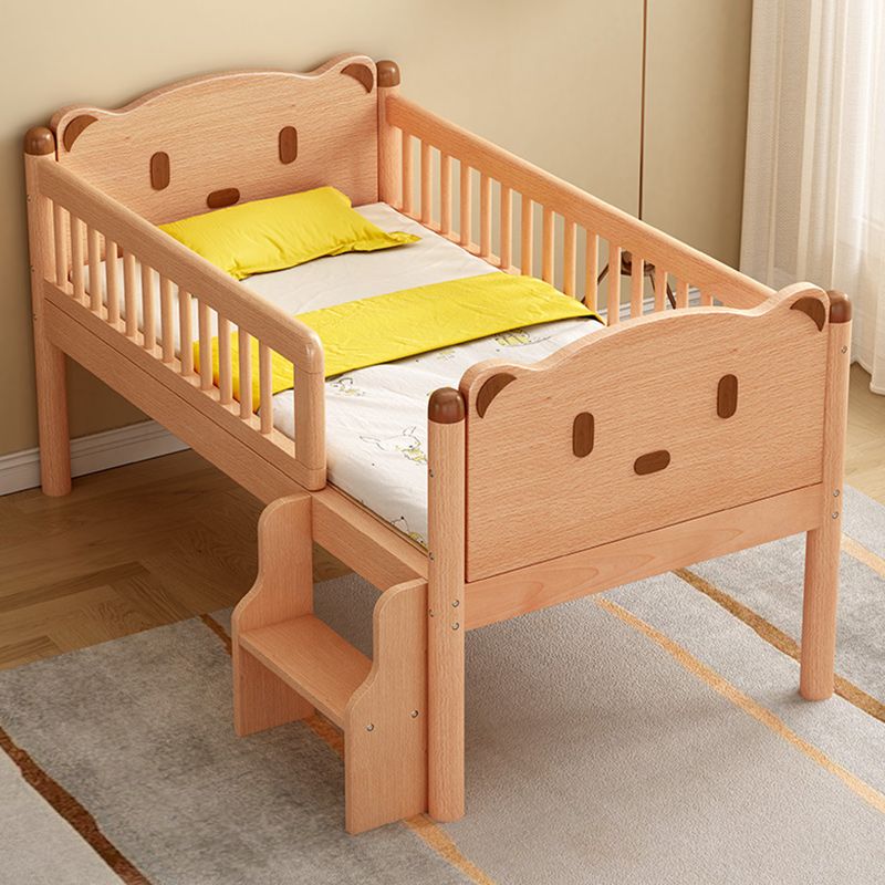 Scandinavian Nursery Crib Washed Natural Baby Crib with Guardrail