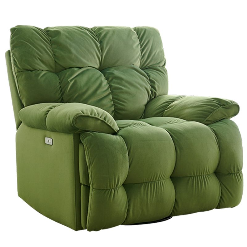 Metal Frame Swivel Rocker Standard Recliner Solid Color Velvet Recliner Chair