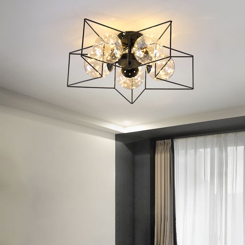 Star Shape Metal Flush Ceiling Light Modern 5 Lights Flush Mount Light Fixture