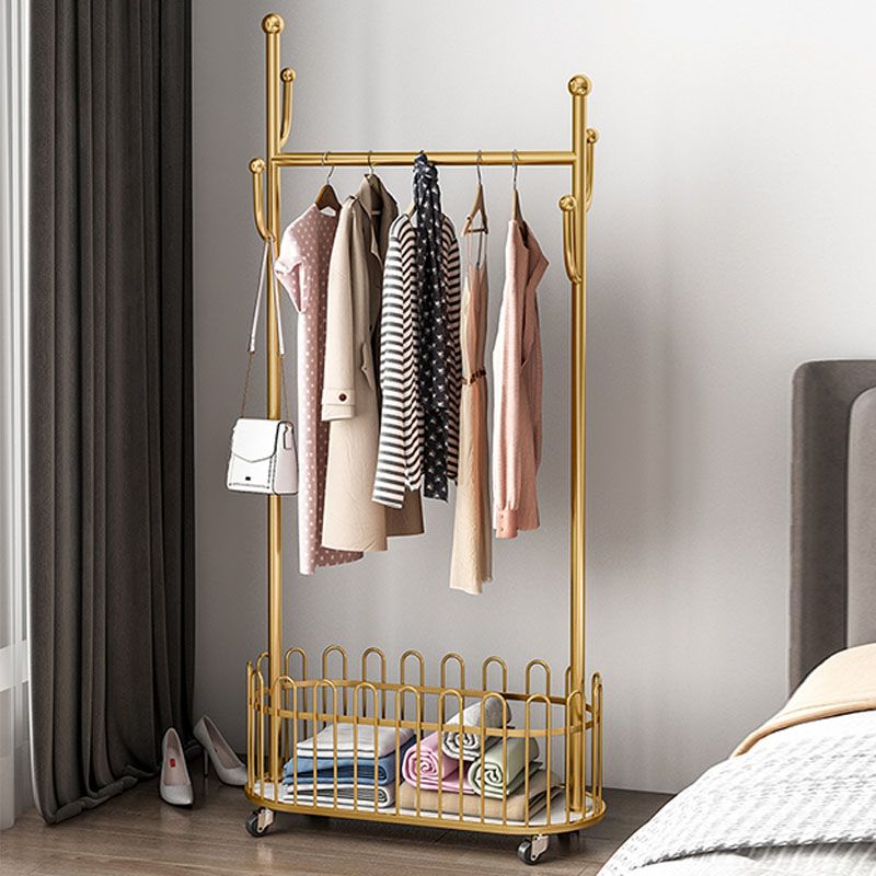 Glam Hall Tree Metal 4 Hooks No Distressing Coat Hanger With Storage Shelving