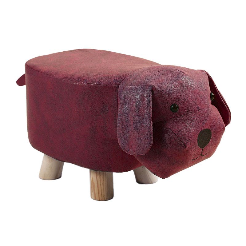 Modern Pouf Ottoman Faux Leather Water Resistant Upholstered Animal Shape Ottoman