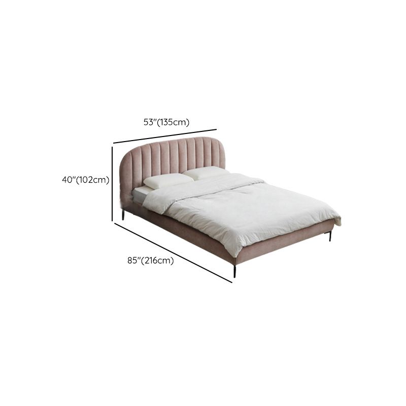 Contemporary Kids Bed Metal Pink Upholstered Headboard Princess Panel Mattress