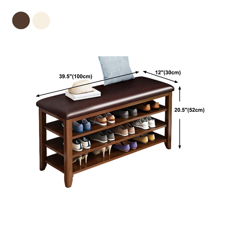 11.81 Inch Wide Seating Bench Rubberwood Bench with Shoes Storage