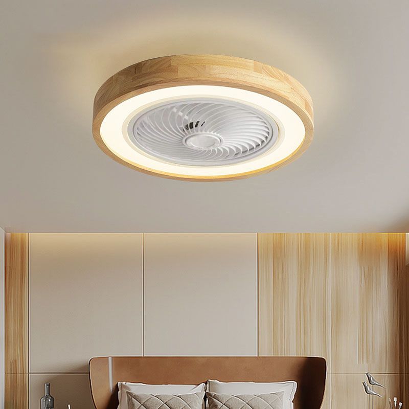 Geometric Ceiling Fan Lamp Nordic Style LED Wood Close to Ceiling Lamp