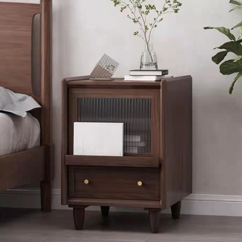 22 Inch H Modern Bed Carbinet Solid Wood Door Included Nightstand with Legs