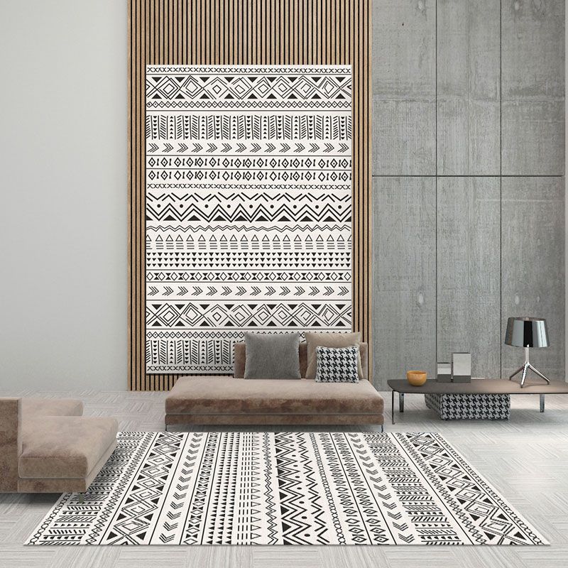 Beige Marokkaans vloerkleed Polypropyleen streeppatroon Indoor Rug Anti-slip Achterstijl Stain-resistente wasbaar Wasbaar Tapijt voor Kamer