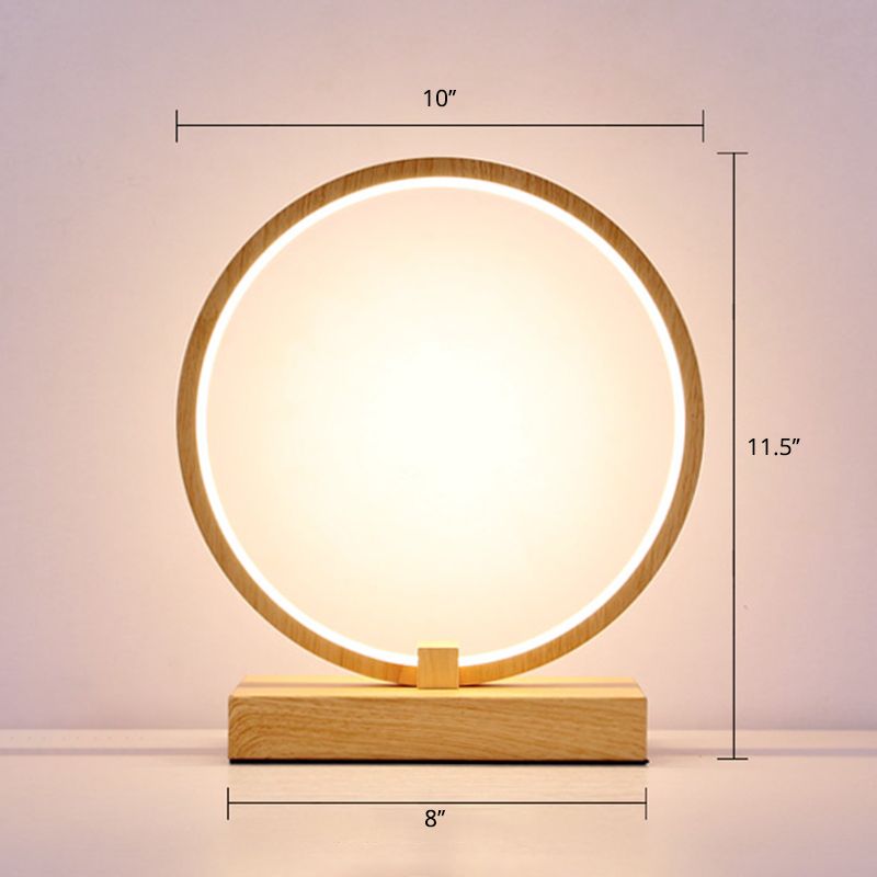 Halo Ring LED LED LAMPE DE LAMPE DÉCORATIVE Métal Finale en bois Lumière pour chambre à coucher