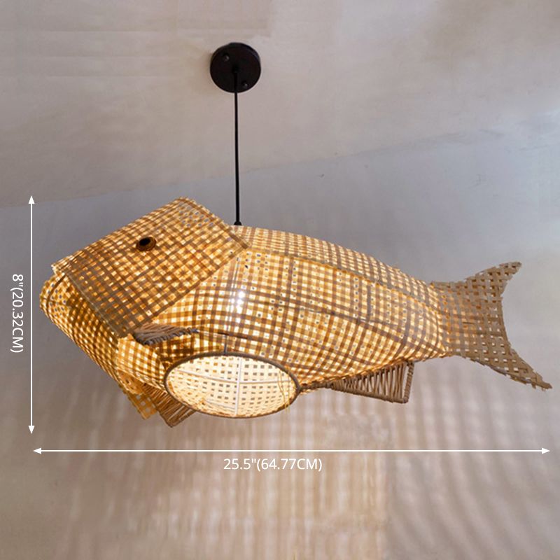 Bamboo Fish Shape Kit de lampe suspendue Contemporain Style beige suspendu pendant