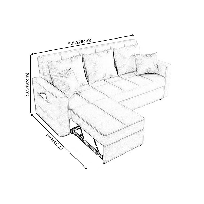 Square Arm Cream Cushion Back Sectionals Contemporary Stain-Resistant Chaise Sofa