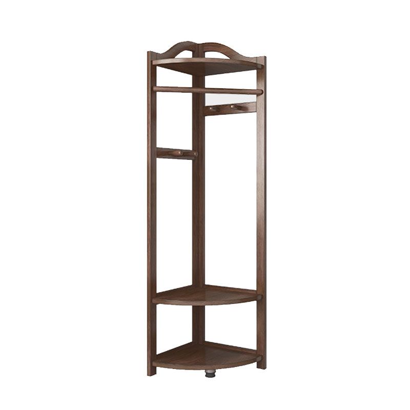 71"H Hall Tree, Pine Wood Free Standing Coat Rack with Shelves