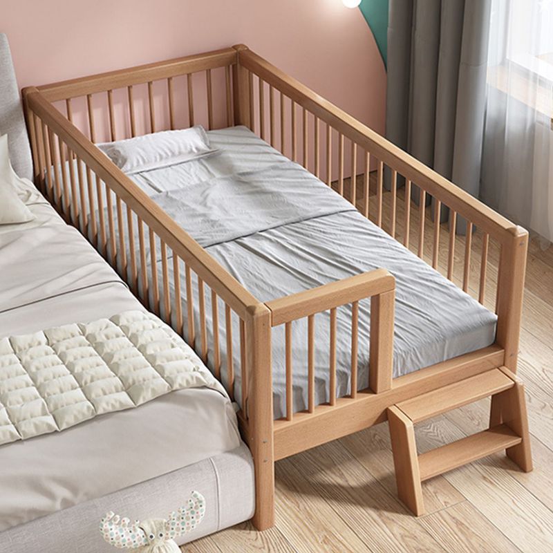 Convertible Baby Crib Farmhouse Solid Wood Crib with Guardrail