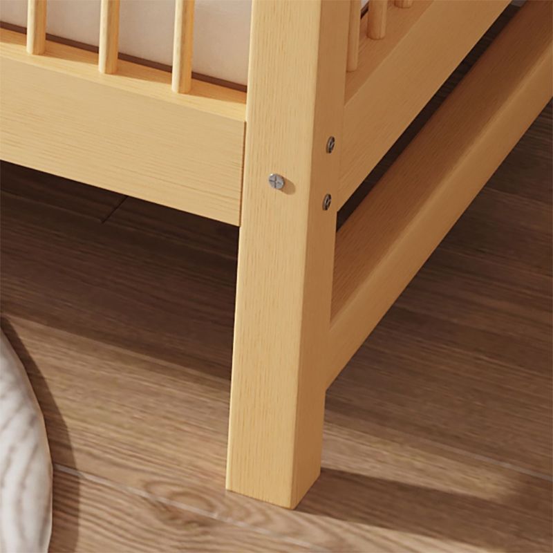 Glam Nursery Bed Wood with Guardrail Washed Natural Baby Crib