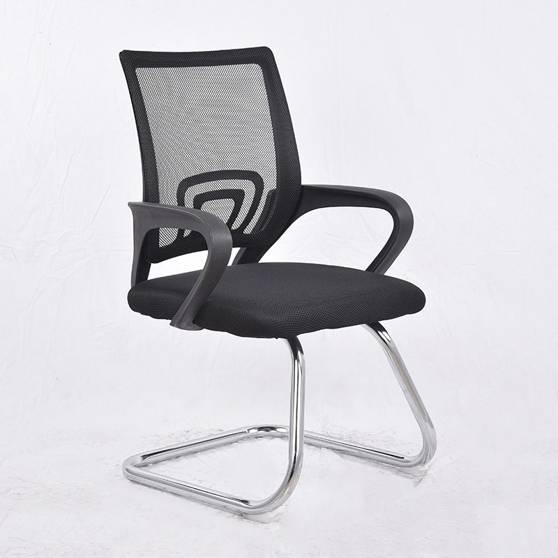 Middle Back Office Chair with Mesh and Sponge Cushion Fixed Arm Chair