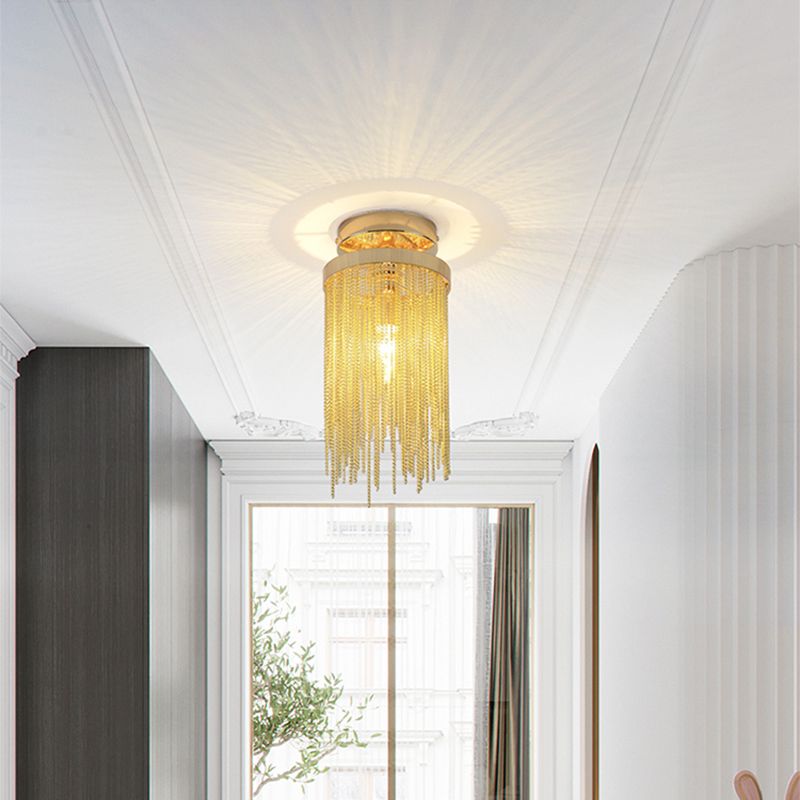 Lampada a monte semifulta oro/cromo/blu in metallo moderno 1 Fun a soffitto a soffitto da soggiorno leggero