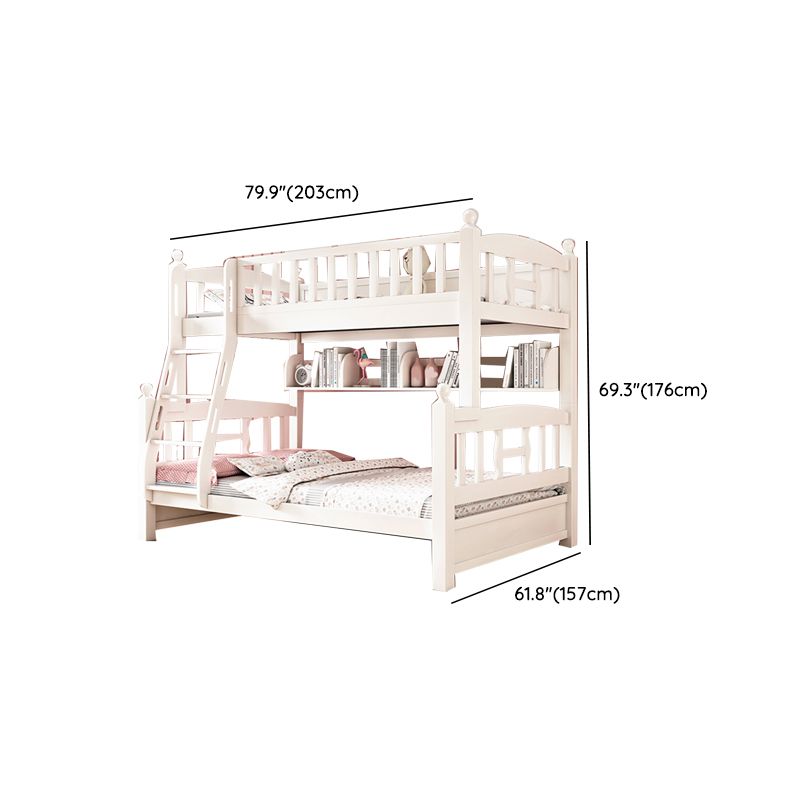 Traditional Style Kid Bed in White Solid Wood Standard Bunk Bed