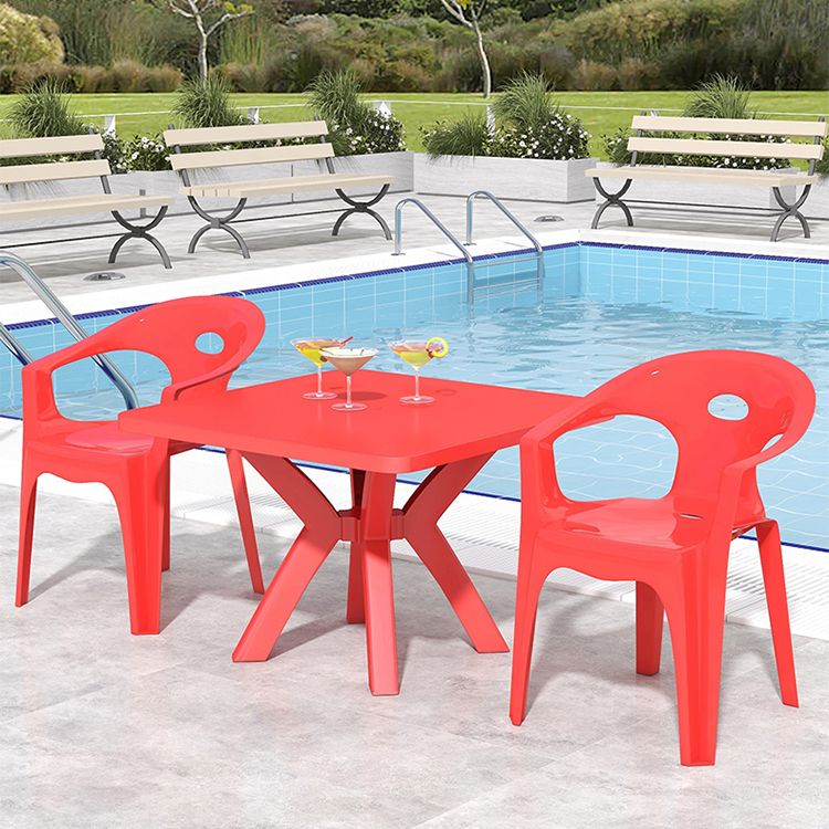 Modern Square Shape Courtyard Table Plastic Waterproof Outdoor Table