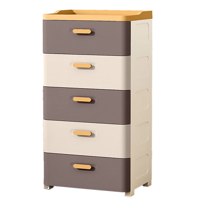 Plastic Scandinavian Nursery Dresser Chest Kids Nightstand with 5 Drawers