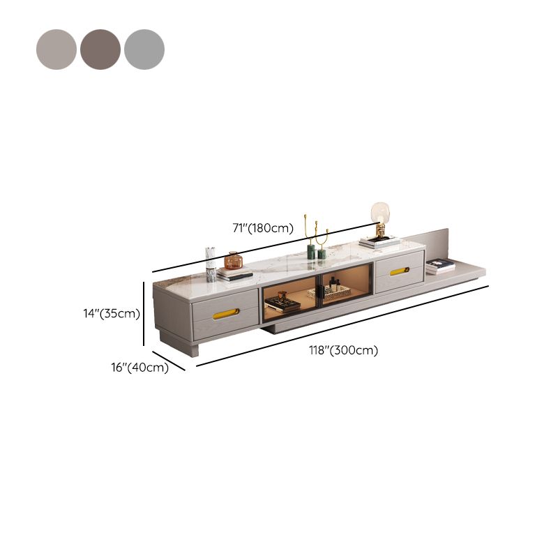 Modern Stone TV Media Stand Enclosed Storage TV Stand Console with Drawers