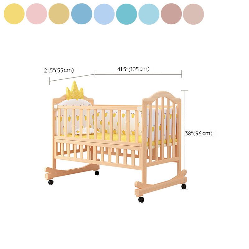 Scandinavian Baby Crib Wood Toddler Guard Rails Included Nursery Bed