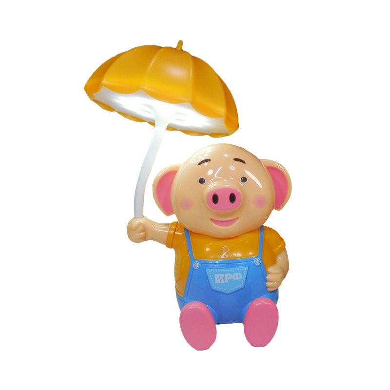 Luz de escritorio para paraguas para niños con piggy 1 cabeza de mesa de plástico para dormitorio infantil