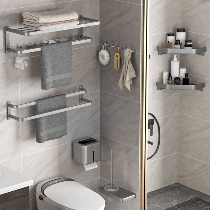 Modern Grey Bathroom Accessory Kit Paper Holder Bath Shelf Bath Hardware Set