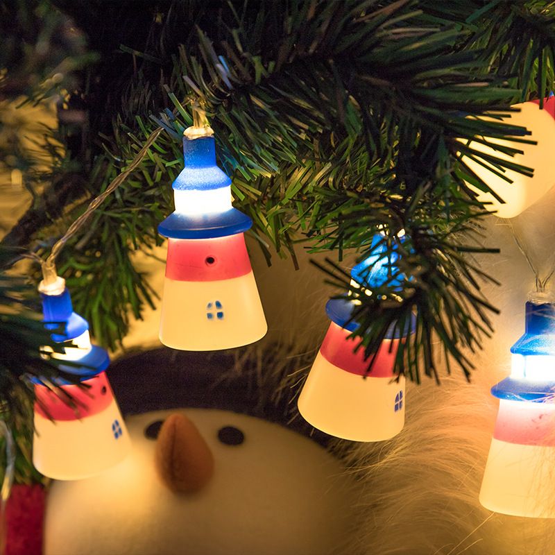 3M Cartoon Lighthouse Christmas Light Plastic 20 Bulbs Bedroom LED Fairy Lamp String in Blue