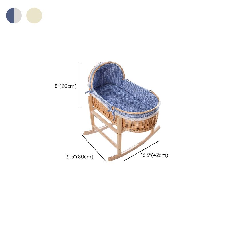 Solid Wood Oval Bassinet Rocking and Gliding Crib Cradle for Baby