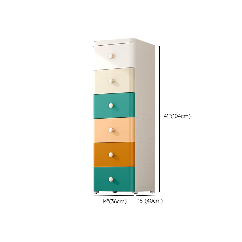 Nordic Vertical Kids Nightstand Plastic Nursery Dresser with 3/4/5/6/7 Drawers for Bedroom